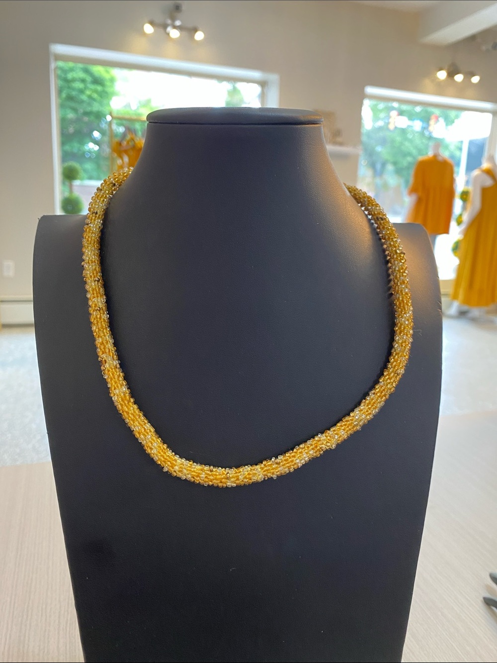 Handmade Yellow Bead Twist Necklace